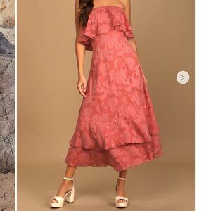 Lulus Love You So Truly Burnout Floral Strapless Midi Dress